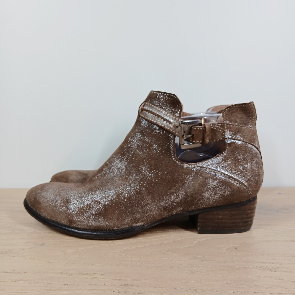 Seychelles Ankle Boots Women 9 Brown Leather Buckle Cutout Low Heel Boho